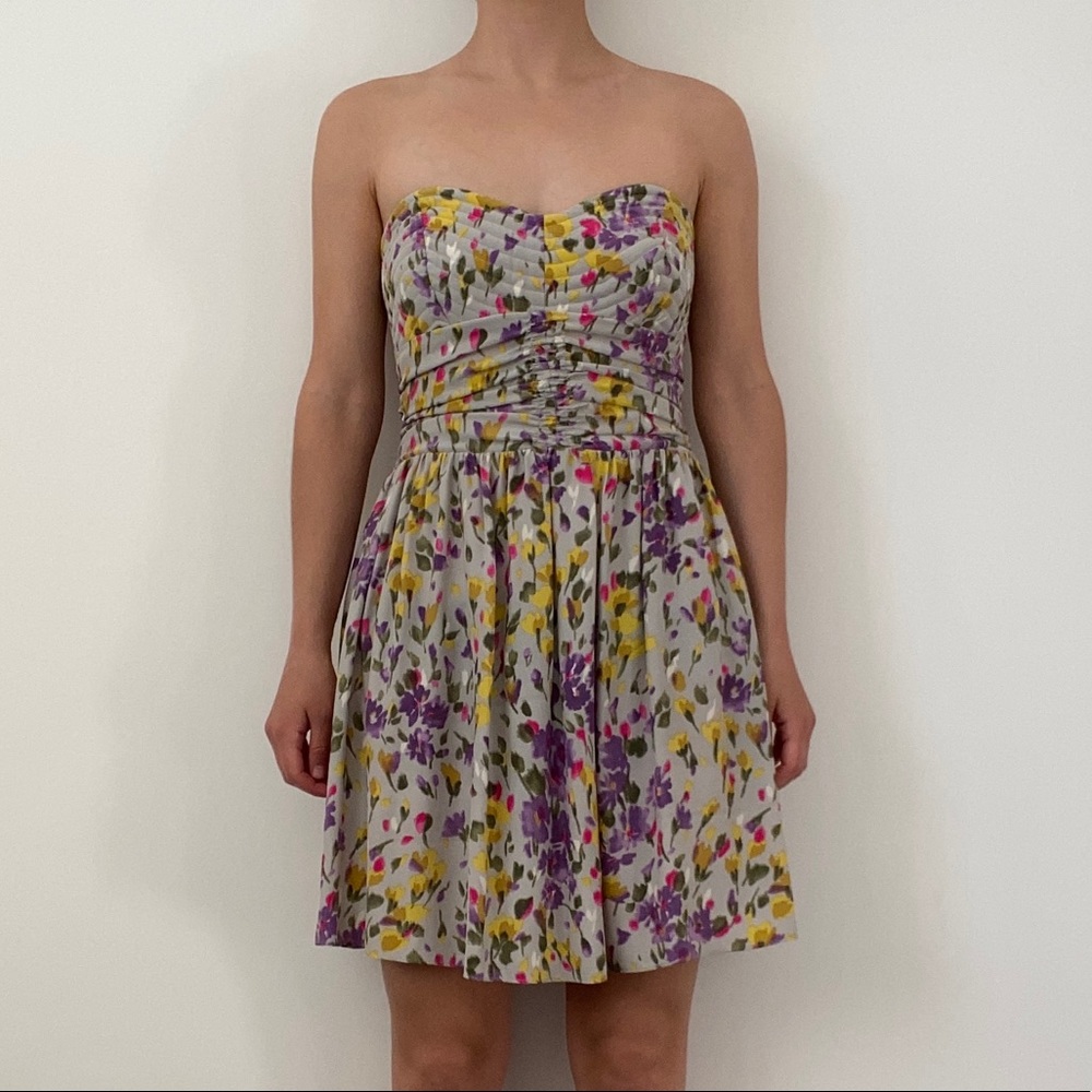 PARKER Floral Strapless Mini Dress